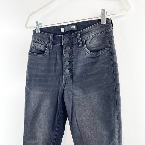 Kut from the Kloth Fab Ab Rachel High Rise Button Fly Mom Jeans Black 0 - Picture 8 of 11